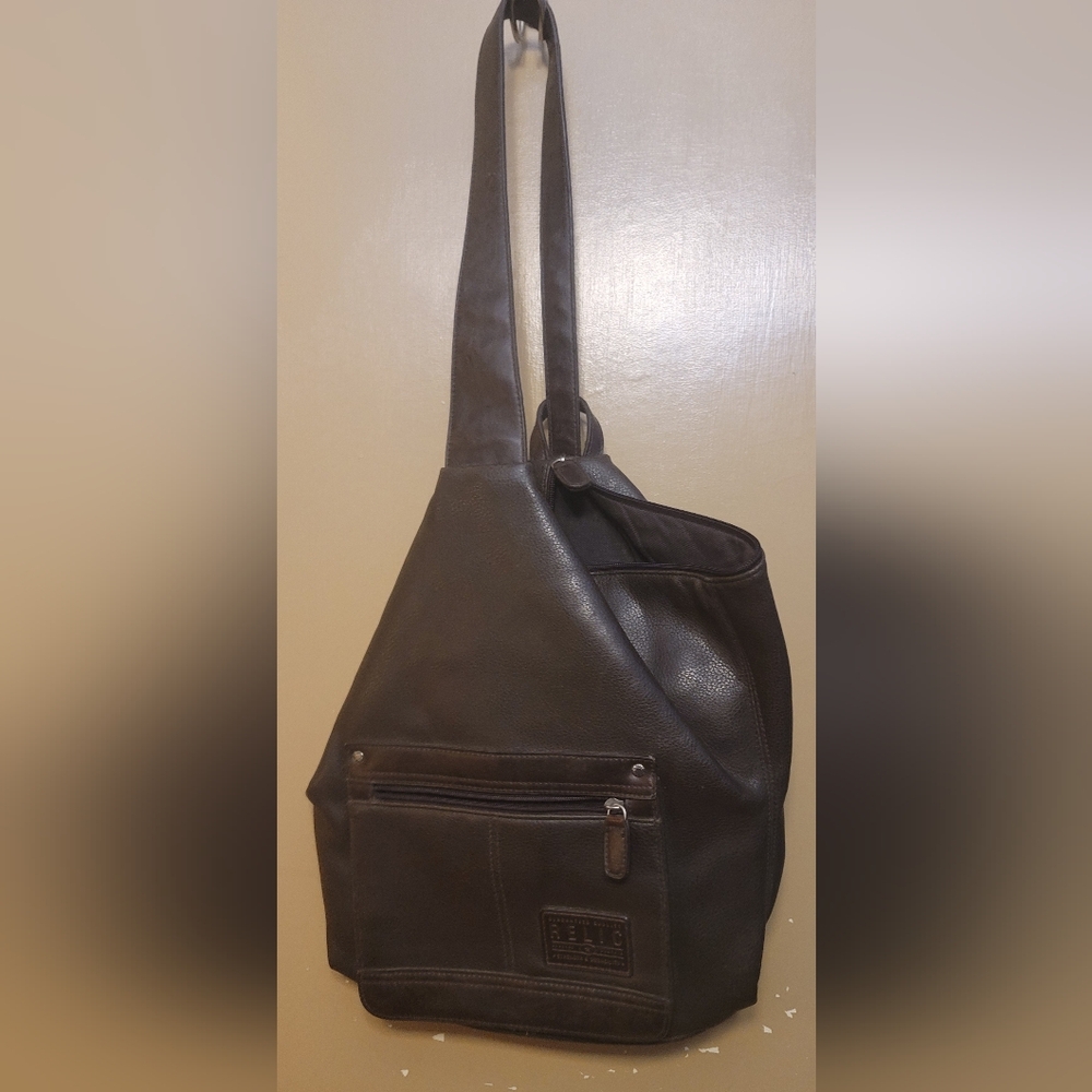 Dark Brown Leather Sling Backpack - Relic